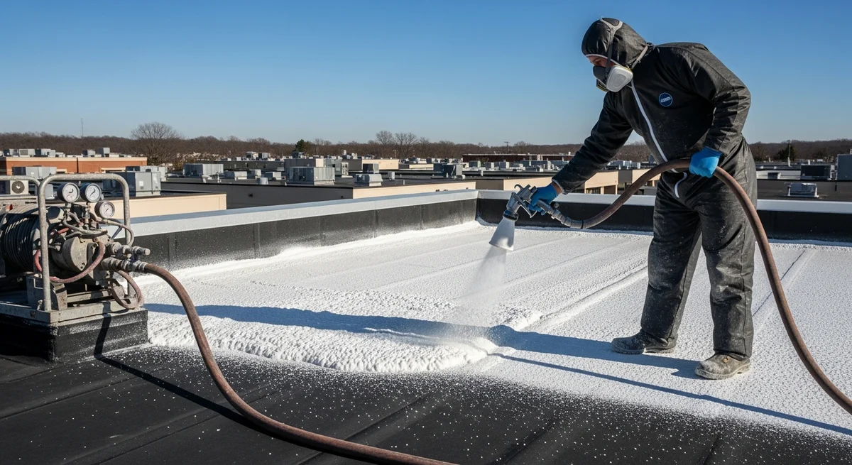 Roof foam coating guide