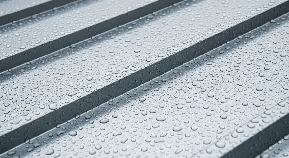 Metal roofing water resistance closeup